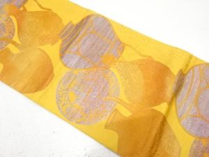 本場筑前博多　絵皿に壷模様織り出し　名古屋帯